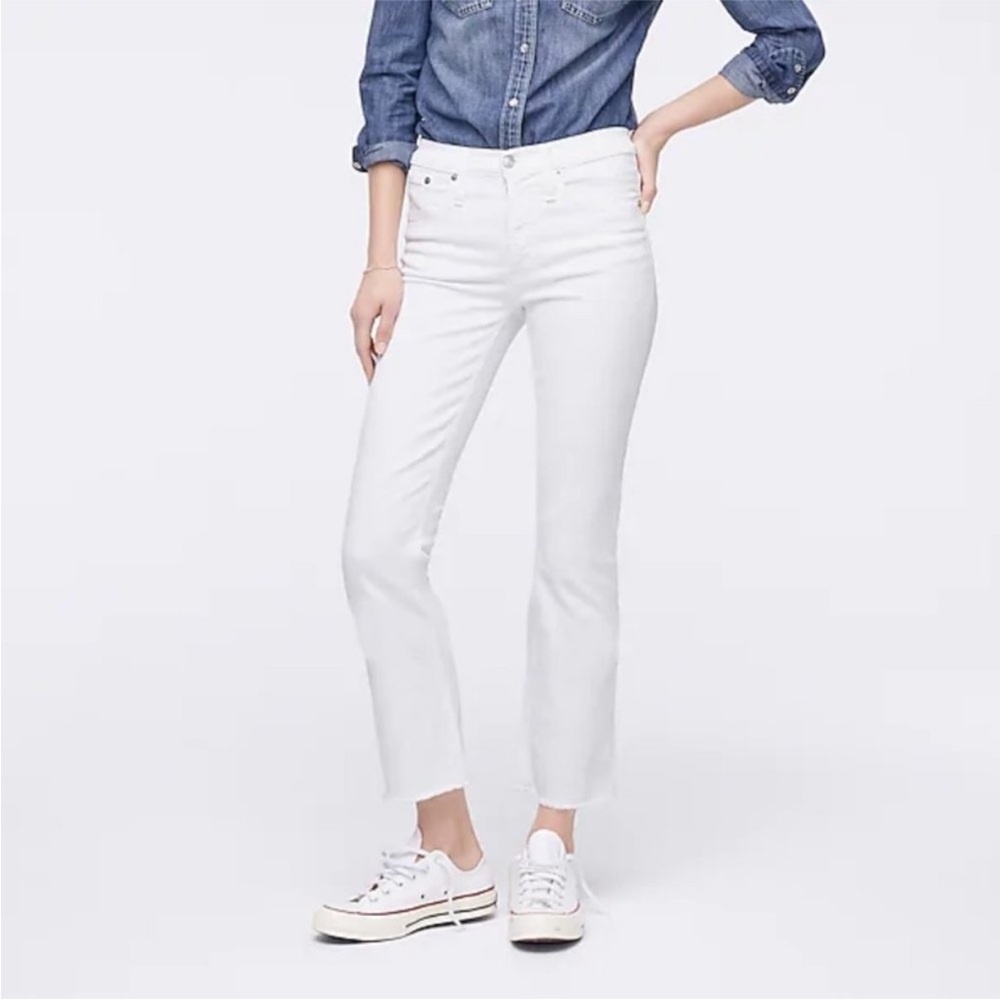 J. Crew white 9 inch demi boot crop jeans